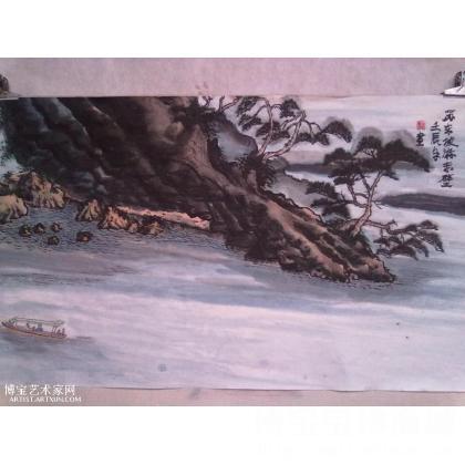 苏东坡游赤壁 山水画 马进松作品 类别: 国画山水作品